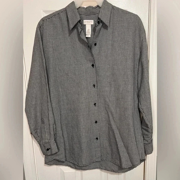 Liz Claiborne (Liz Sport) *Lg* Women’s long sleeve button up checked blouse - Picture 1 of 6